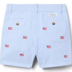 Janie and Jack Embroidered Oxford Shorts - Ocean Air Heather Flag 2T